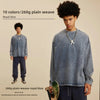 Men's Retro Washed Clothes Pure Cotton T-Shirt 260G Long Sleeve Sweatshirt