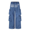 11KN Elastic Waist Letter Printed Quick-drying Tooling Multi-bag Pants