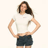 Jimmy Simple Letter Embroidery Slim Skinny Short Sleeve T-Shirt