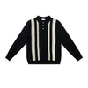 Vertical Stripe Contrast Jacquard Casual Loose Polo Knitted Sweater Sweater