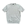 Following Jacquard Vertical Texture Casual Front Shoulder Crew Neck Short Sleeve