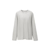 Inflation Waffle Old Money Solid Color Ragged Crew Neck Long Sleeve