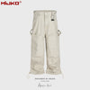 MIJKO Multi-pocket Drawstring Trousers Straight Slacks