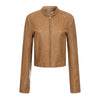 Pokiovo Shoulder Short Retro Motorcycle Slim Fit Leather Jacket
