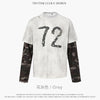 TRYTHMCLUB Camouflage Sleeve Fake Two-piece Letter Print Loose Long Sleeve