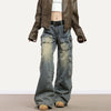 Jimmy Street Multi-Pocket Heavy Industry Low Waist Wide Leg Mopping Jeans