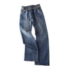 Pokiovo Retro Washed Old Belt Design Straight Trousers Jeans