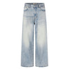 11KN Loose Cat Whisker Washed Old Casual Wide-leg Ice Blue Straight Jeans