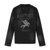 Vintage Letter Print Rivet Design Long Sleeve T-shirt