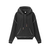 Inflation Contrasting Waffle Drawstring Hooded Sweater