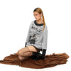 BLACKBB Fake Two-piece Splicing Hollow Printing Long Sleeve