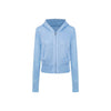 UNBDNS Solid Color Micro-transparent Pineapple Texture Zipper Hooded Knitted Jacket
