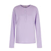 11KN Simple Soft Elastic Henry Crew Neck Front Shoulder Long Sleeve