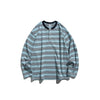 UNDREST Striped Crew Neck Pullover Casual Cotton Top