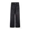 MADEEXTREME Trendy Retro Washed Whitening Design Streamline Scratches Oversize Floor Pants Jeans