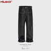 MIJKO Mercerized Brush Wax Zipper Original Cow Denim Trousers