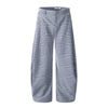 11KN Blue Coffee Grid Design Personality Simple and Thin Scimitar Loose Trousers