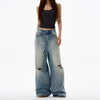 Jimmy Ripped Wasteland Wind Ruffian Handsome Loose Jeans