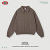 BE Street Heavy Yarn Half-open Chest Loose Lapel Long-sleeved Polo Sweater