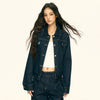 Jimmy Vintage Washed Denim Jacket Wide Leg Pants Two-piece Set
