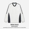 RS Academy Style Splicing Contrasting Color V-Neck Long Sleeve