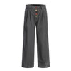 11KN Vintage Color Button Straight Wide Leg Casual Pants