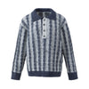 STAFFPICK Vintage Contrast Lapel Couple Striped Button Knitted Sweater