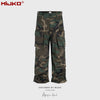 MIJKO Camouflage Multi-pocket Functional Straight Buckle Casual Trousers