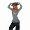 BLACKBB Slanted Shoulder One Word Off Shoulder Slim Long Sleeve