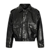 11KN Retro Cardigan High-end Lapel Leather Jacket
