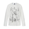 BLACKENERGY Retro Lazy Style Graffiti Thin Breathable Long-sleeved Blouse
