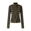 Old Stand-up Collar Double-breasted Slim Short Jacket