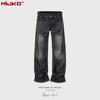 MIJKO Armor Pants Splicing Straight Slim Jeans
