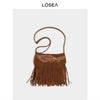 LOSEA Leather Matte Fringed Bag Shoulder Messenger Bag