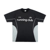 UNF Reflective Print Splicing Contrasting Color Breathable T-shirt in black and gray for running club activities.