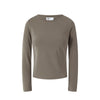 UNF Straight Shoulder Lycra Cotton Stretch Crew Neck Long Sleeves in olive green color, showcasing long sleeves and classic crew neck.