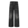 11KN Old Knife Cut Damage Straight Micro Pull Cat Whisker Jeans