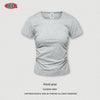 BE Solid Color Square Neck Shoulder Short Sleeve T-Shirt