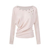 UNBDNS Design Shell Buckle Shoulder Crew Neck Long Sleeve