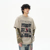 Jimmy Vintage Fake Two-piece Camouflage Splicing Long Sleeve T-Shirt