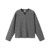 Inflation Blended Waffle Solid Color V-Neck Long Sleeve