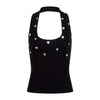 UNBDNS Geometric Button Heavy Industry Babes Beauty Back Neck Sling Vest