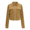 Pokiovo Corduroy Lapel Skinny Short Tooling Jacket
