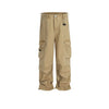 Multi-pocket Overalls Unisex Khaki Straight Casual Cargo Pants