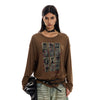 Jimmy Portrait Print Crew Neck Blouse Top