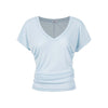 UNBDNS Basic Stacking Feeling Waist and Thin V-neck Front Shoulder Short Sleeves