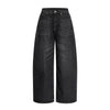 Pokiovo Denim Primary Color Casual Retro Wide Leg Mop Jeans