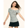 Jimmy Grey Alphabet Slant Shoulder Off-Shoulder Slim-Fit T-Shirt