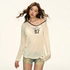 Jimmy Versatile V-Neck Off-Shoulder Sunscreen Blouse Long Sleeves