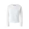 UNF Straight Shoulder Lycra Cotton Stretch Crew Neck Long Sleeves in white color, showcasing long sleeves and round neck design.